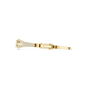 Yellow Gold Lab Grown Diamond Open Cuff <b>Bangle</b> <b>Bracelet</b> for Women Luxury Wedding Engagement Fine Jewelry - Product Image 5