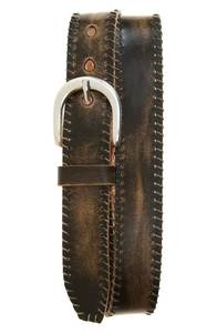 <b>Vintage</b> Cow Hide Leather <b>Belt</b> with Silver Pin Buckle Solid Color Casual Durable Design One-piece Molding - Product Image 4