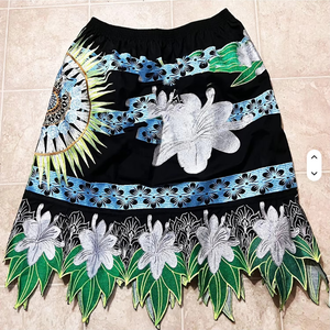 Custom Women's Embroidery Floral Print Summer Midi <b>Skirt</b> Lightweight Polyester Hawaiian Beach Cotton High Street A-Line <b>Elastic</b> - Product Image 5