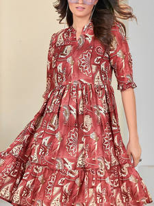Vestido midi estampado de algodón puro indio para mujer, ropa de decoración, vestidos midi para mujer, ropa de noche, ropa de playa. - Product Image 2