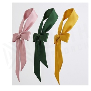 Écharpe en satin pour femme, couleur unie, nœud papillon, accessoire de mode, toutes saisons, multifonctionnelle, longueur moyenne - Product Image 3