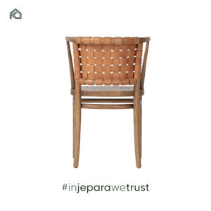 Chaise de salle à manger en teck naturel avec coussin en lin, design minimaliste, portable - Alvin - Product Image 5