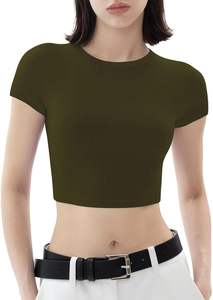 Camiseta Corta de Estilo Dulce para Verano, Ajustada, de Seda Láctea, Manga Corta, para Chicas Modernas - Product Image 4