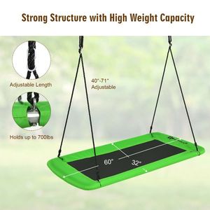 60-Inch Outdoor Platform Tree <b>Swing</b> with 2 Hanging Straps for Patio Use - Product Image 4