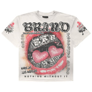 T-shirt surdimensionné personnalisé pour homme, de haute qualité, coupe ample, en tissu épais, impression DTG personnalisée, logo, streetwear pour homme - Product Image 1