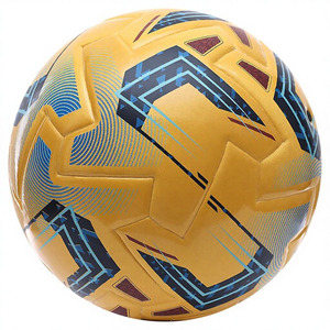 Ballon de football bleu avec impression sérigraphique à motifs géométriques, style populaire - Product Image 5