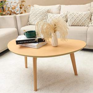 Modern Oval <b>Coffee</b> <b>Table</b> for Living Room Large Mango Wood Top Center <b>Table</b> for <b>Small</b> Spaces Natural Wooden <b>Coffee</b> <b>Table</b> - Product Image 3