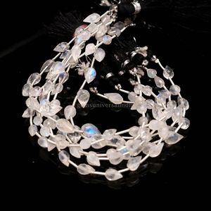 Natural Rainbow Moonstone Faceted Drop Beads 5MM 7MM Teardrop Moonstone Beads Wholesale Bulk 8 Inch Strand For Jewelry Making - Product Image 2