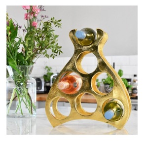 Estante para Vino de 14 Botellas, Moderno, de Metal Dorado, para Encimera, Mesa, Gabinete o Despensa - Product Image 2