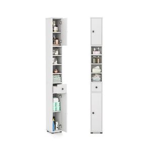 Mobiletto Moderno Sottile e Alto per Bagno 20x20x180 cm con Ripiani Regolabili in Legno MDF per Casa, Camera da Letto, Palestra, Spazi Stretti - Product Image 1