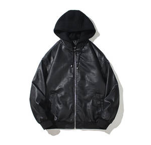Nueva Chaqueta de Cuero PU con Capucha para Hombre, Chaqueta de Motociclista con Capucha Desmontable, Abrigo Informal, Chaqueta de Motociclista para Hombre, Chaqueta Gruesa de Algodón - Product Image 1