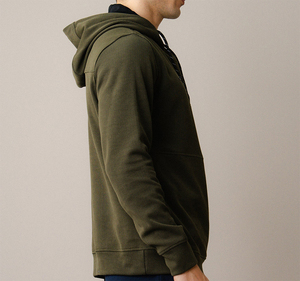 Sweat-shirt à capuche côtelé ajusté pour homme, en coton premium, décontracté, respirant, écologique, OEM - Product Image 5