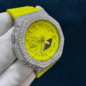 Montre de luxe antique à quartz pour Moissanite, bracelet en caoutchouc, cadran analogique, boîtier en acier inoxydable - Cadeau de mode haut de gamme, édition limitée - Product Image 4
