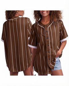 DROGENEXPORT Custom Design Women's Breathable V-Neck Short Sleeve <b>Baseball</b> Jersey Button Closure Custom Names/Numbers Relaxed - Product Image 1