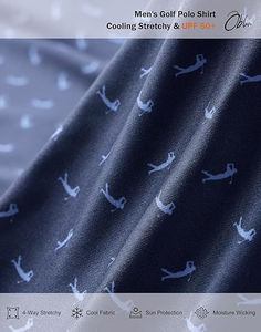 Men's Navy Blue Short Sleeve Polo <b>Shirt</b> With White Pattern Print Regular Fit Casual Knitted Breathable <b>100</b>% <b>Polyester</b> - Product Image 3