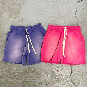 Shorts de jogging personnalisés pour hommes, effet délavé, style vintage, en tissu Oxford, avec cordon de serrage, 100% coton, imperméables - Product Image 2