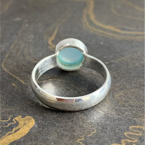 Simple Minimalist Round Aqua Chalcedony <b>925</b> <b>Silver</b> <b>Ring</b> - Handmade Designer Collection Jewelry Daily Wear - Product Image 4