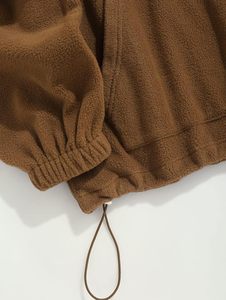 Sudadera Unisex de Forro Polar con Media Cremallera, Bloques de Color, Oversize, Cuello Alto, Bolsillos, Estilo Casual para Otoño - Product Image 4