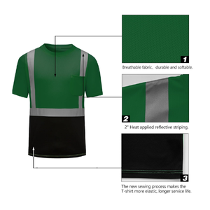 เสื้อก่อสร้างสะท้อนแสงแขนสั้นสำหรับคนงานก่อสร้าง ผ้าโพลีเอสเตอร์ 100% คุณภาพสูง ขายส่ง - Product Image 2