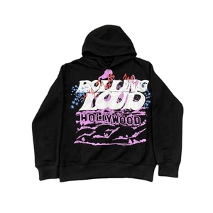 Y2k Streetwear Automne Hiver Personnalisé Bouffée Imprimer Hommes À Capuche Lourd Coton Polaire À Capuche Surdimensionné Pull Cropped Boxy Hoodies - Product Image 1