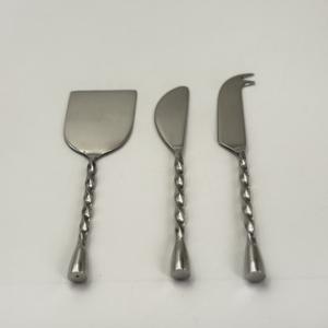 Ensemble de couteaux à fromage en acier inoxydable de haute qualité avec finition polie pour la cuisine, ensemble de 3 couteaux à fromage à manche torsadé pour la maison et l'hôtel - Product Image 1