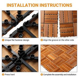 27pcs Wood <b>Interlocking</b> Deck <b>Tiles</b> 11.8"x11.8" Fireproof Waterproof <b>Flooring</b> for Indoor & Outdoor Patio Wood <b>Flooring</b> for Patio - Product Image 4