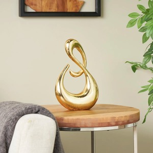 Golden Abstract Sculpture Irregular Shape Handmade Contemporary <b>Art</b> Tabletop Decor for Living Room for Home Decor - Product Image 2