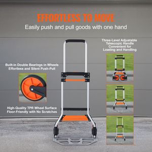 Carrello a Quattro Ruote in Alluminio, Capacità di Carico 125 kg, Convertibile con Manico Telescopico - Product Image 3