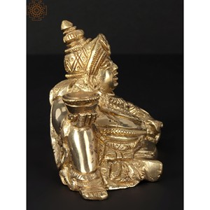 Escultura de latón de Lord Kubera de 4 pulgadas hecha a mano en la India para regalar - Product Image 1