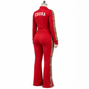 Wholesale Women's Streetwear Velvet Track Suit Rhinestone Logo <b>Velour</b> Long Sleeve Jogger Two-Piece Set-Breathable Eco-Friendly - Product Image 4