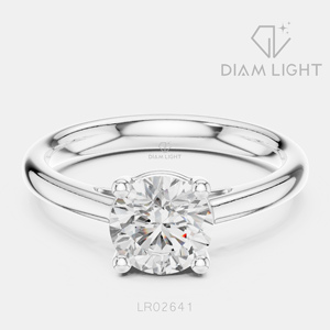 Bague de fiançailles solitaire ronde 1,10 carat, bijoux fins, certifiée IGI, or blanc 14 carats, diamant de laboratoire, bague d'anniversaire - Product Image 1