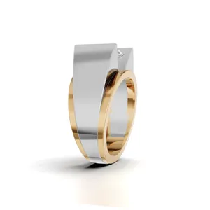 Forge Tension Men <b>Diamond</b> <b>Ring</b> in 18K Yellow Gold Round Cut <b>Diamond</b> <b>Ring</b> Lab Created <b>Diamond</b> <b>Ring</b> for Men's - Product Image 2