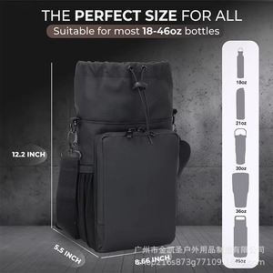 Custom Logo Unisex Multipurpose Waterproof Sport Water Bottle Sling Holder Pouch Crossbody Oxford Adjustable Strap Zipper <b>Bag</b> - Product Image 3