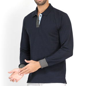 Men's Short Sleeve Knitted for <b>Shirt</b> Solid <b>Navy</b> <b>Blue</b> Casual Regular Fit 100% Cotton ODM - Product Image 3