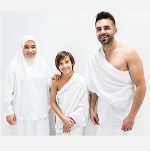 High Quality OEM 100% Cotton Casual Ihram 2Pcs Set for Hajj Umrah Breathable Handmade Ihrams Ahram for <b>Men</b> - Product Image 3