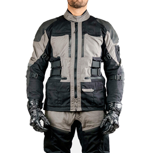 Men's <b>Black</b> Gray Motorcycle <b>Jacket</b> Stand Collar Zipper Closure Moto Biker Style Autumn Wear Regular Fit Windproof Polyester - Product Image 6