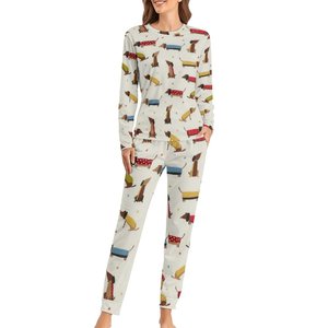 Ensemble de pyjama 100 % coton pour femme, vêtements de nuit longs personnalisés, sous-vêtements d'hiver en gros, logo personnalisé, motif sexy de haute qualité - Product Image 3