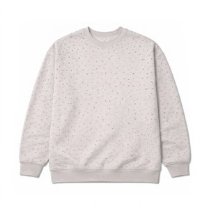 Custom Vintage Heather Grey 100% Cotton <b>Pullover</b> <b>Men</b> Trendy All Over Hot Fix Rhinestone Full Sleeve Shirt - Product Image 2