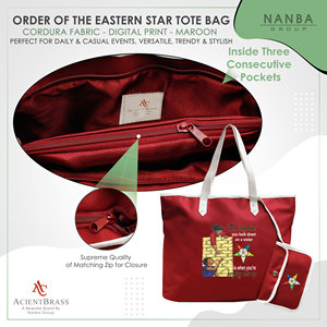 Sac fourre-tout imperméable marron à fermeture éclair brodé Étoile d'Orient, avec logo OES de l'Ordre de l'Étoile d'Orient, Sœur Gardienne - Product Image 5