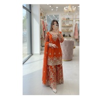 Traje Salwar Kameez de Seda con Palazzo, Suministro Directo de Fábrica, para Bodas y Festivales, Salwar Kameez Pakistaní