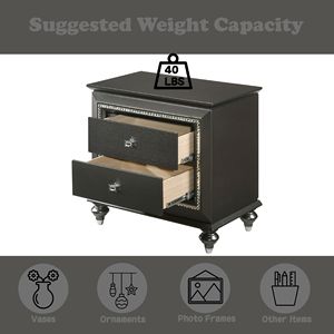 Comodino Kaitlyn con finitura grigio metallizzato eleganti ed eleganti mobili camera da letto - Product Image 3