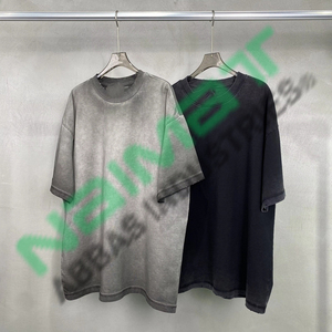 เสื้อยืดคอตตอนถักทรงโอเวอร์ไซส์สำหรับผู้ชาย น้ำหนัก 230 กรัม ผ้าคอตตอนหนา 100% ระบายอากาศได้ดี ลวดลายวินเทจฟอกสี  โลโก้ด้านหน้าปรับแต่งได้ - Product Image 4