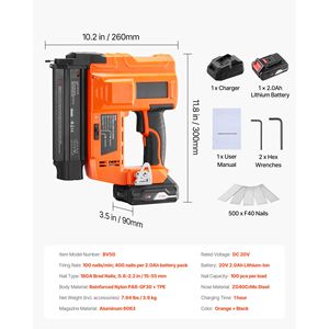 Clavadora Neumática Inalámbrica de 20V con Batería, Calibre 18, 500 Clavos, Cargador de Iones de Litio de 2.0 Ah con Funciones Ajustables - Product Image 5