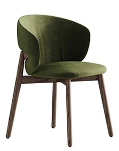 Chaise de salle à manger moderne et élégante en velours vert et teck, rembourrée, luxueuse et confortable, pour salon, chambre à coucher, meubles de maison - Product Image 5