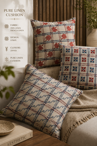 Customize 100% Pure Linen Blue Striped Cushion <b>Cover</b> <b>for</b> Home <b>Sofa</b> Couch Decor Classic Embroidery Pillow Case Manufacturer - Product Image 5