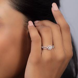 White Gold Halo <b>Diamond</b> <b>Ring</b> Open Work Bridal Wedding Jewelry - Product Image 2