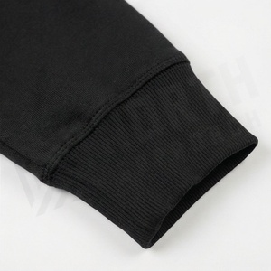 Ensemble de survêtement noir à capuche pour homme, sweat-shirt zippé et pantalon de jogging, couleur unie décontractée, 100 % coton respirant, idéal pour l'automne - Product Image 6