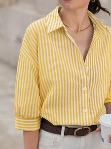 Camisa a Rayas para Mujer, Corte Regular, Elegante y Cómoda, Diseño Clásico a Rayas, Tela Suave y Transpirable - Product Image 2