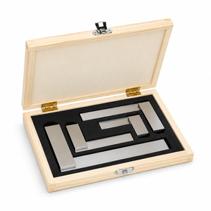 FAIRDEALS365 Jeu de carrés de précision en acier trempé, affûtés, pour machiniste et charpentier, 2, 3, 4, 6 pouces, avec boîte en bois, fabriqué à Delhi - Product Image 1