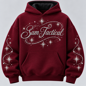 Men's Red <b>Velour</b> <b>Hoodie</b> Rhinestone Hip Hop Pullover Sweatshirt Letter Design Regular Fit Autumn Wholesale Rate OEM Custom - Product Image 3
